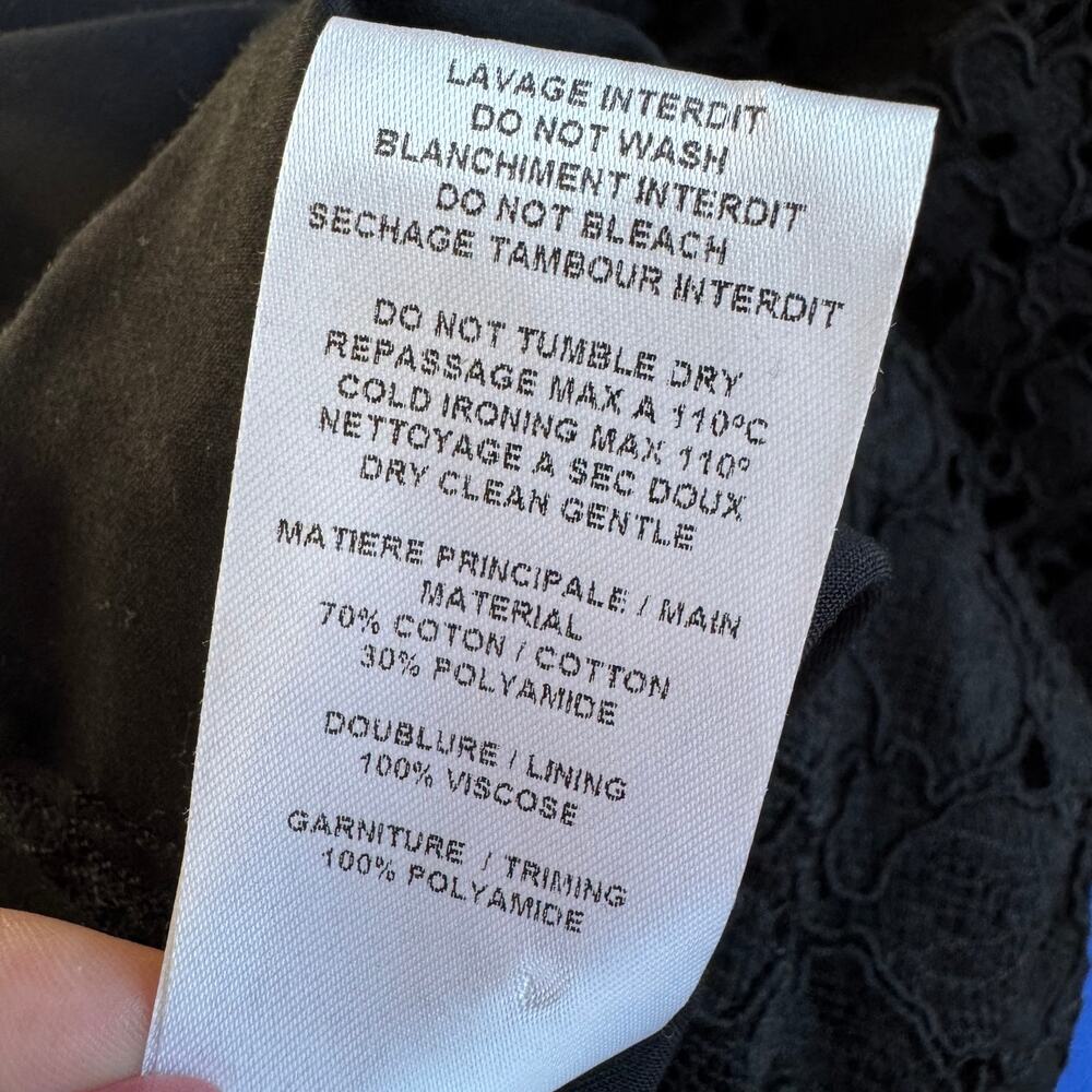 See by Chloé Black Lace Wide-Leg Cropped Pants Women's 34 FR /2 US /XS High Rise - Picture 9 of 14
